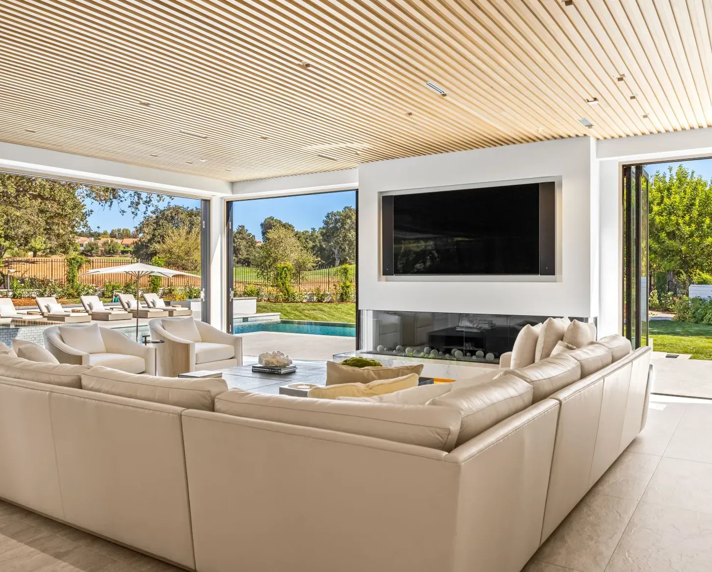 Expanded living room opening to covered patio