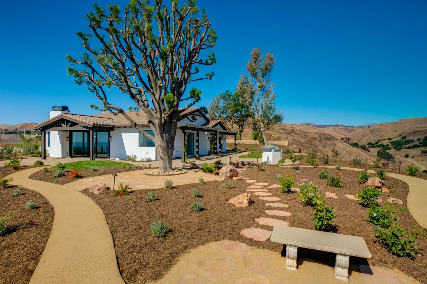 Completed custom home with native landscaping, Mesa Circle, Santa Barbara