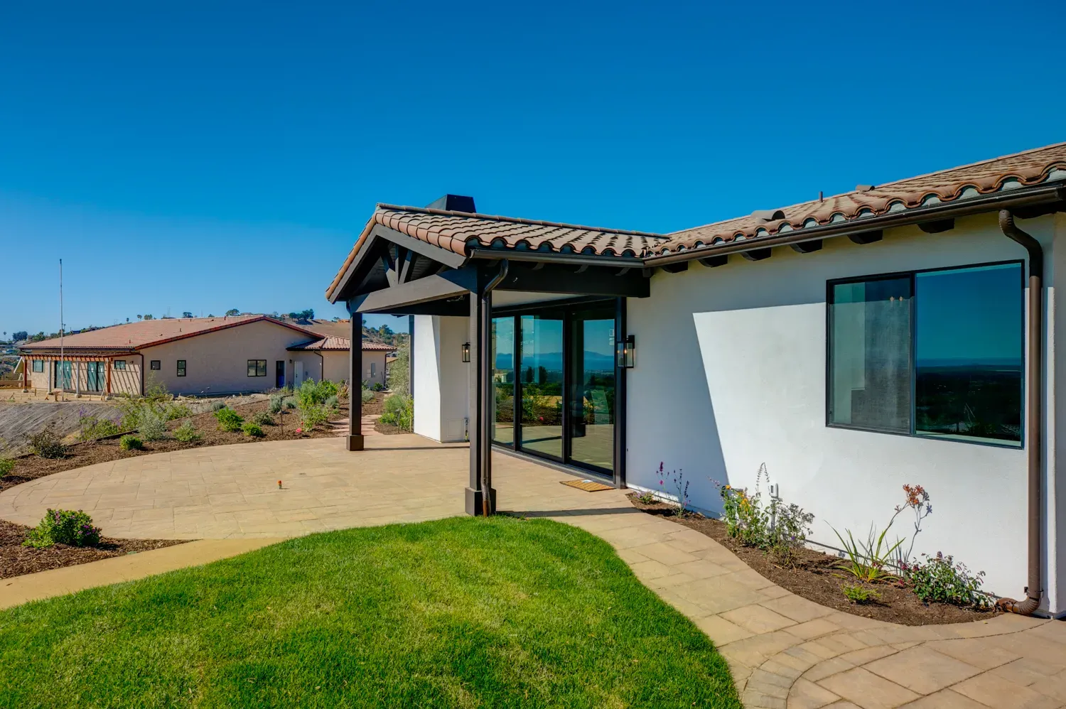 Rear patio of the completed Mesa Circle custom home