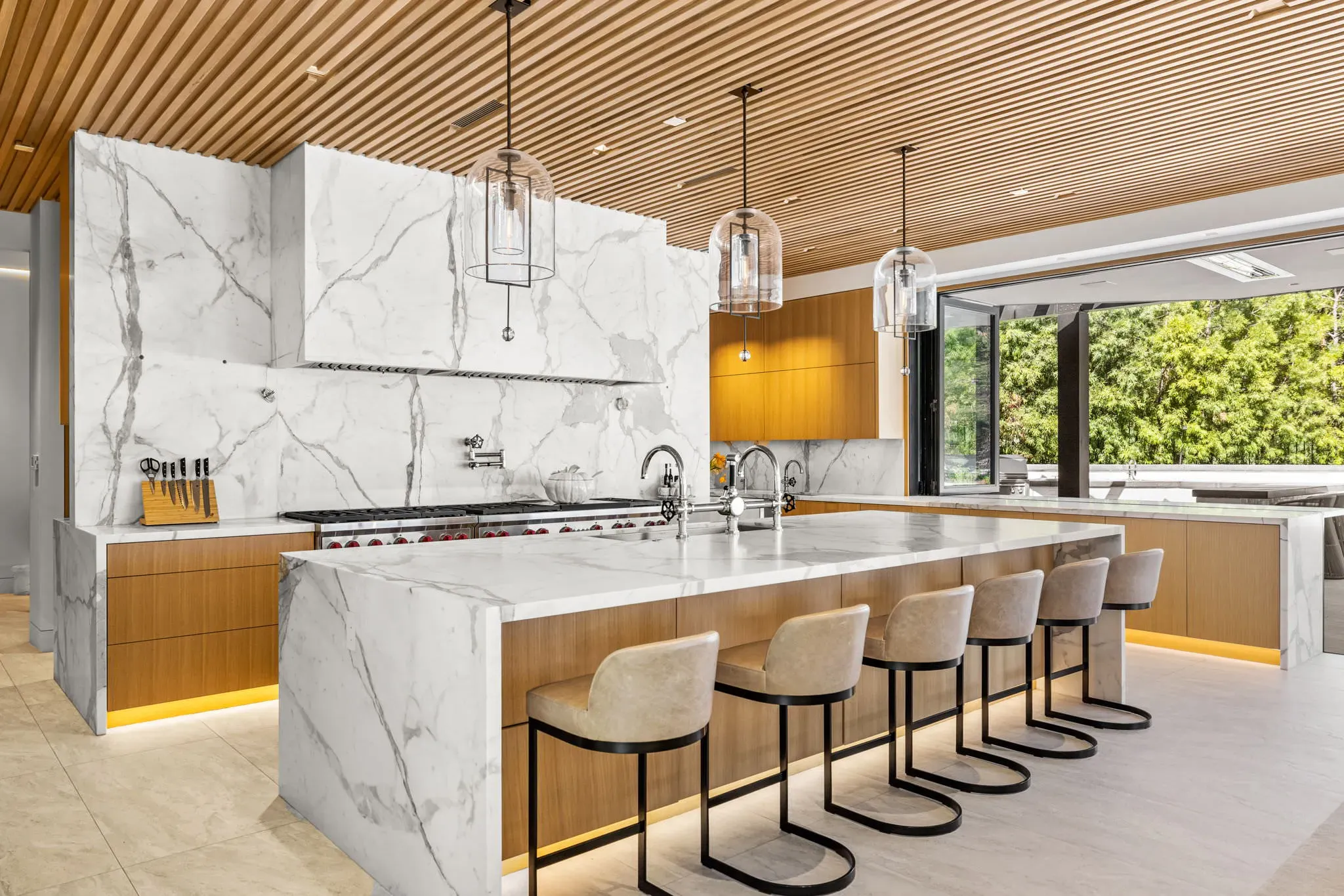 Marble kitchen remodel with custom island, North Ranch