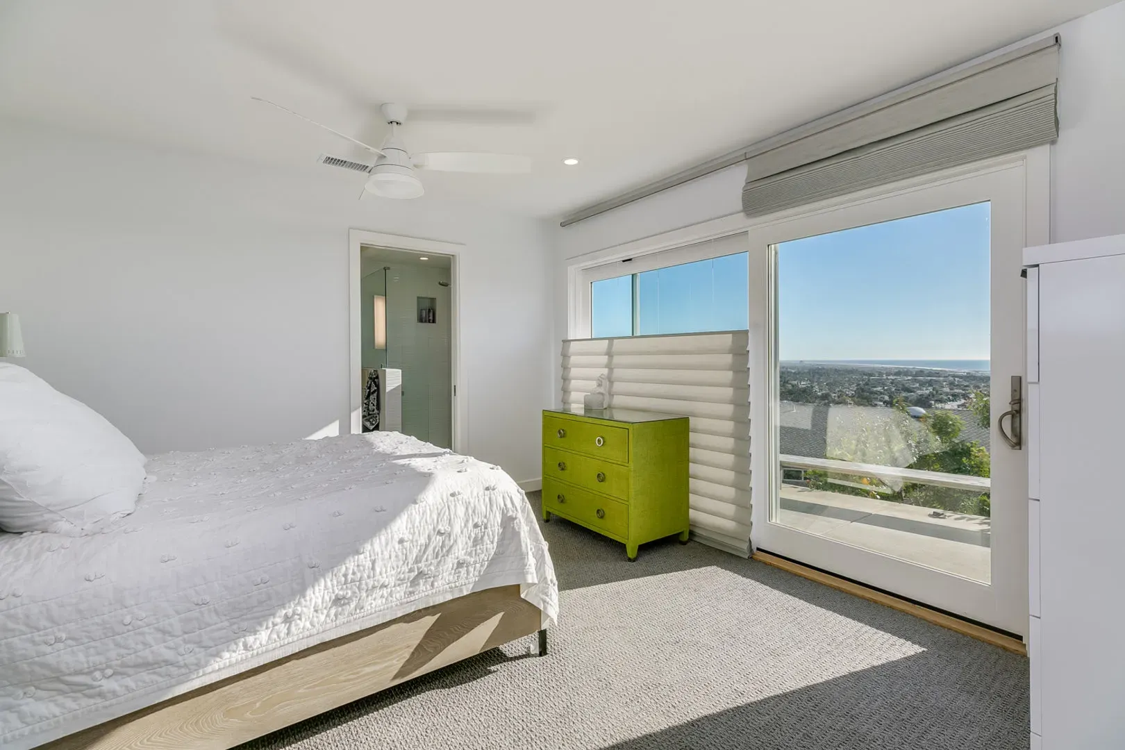 Bedroom with sliding door to the view deck